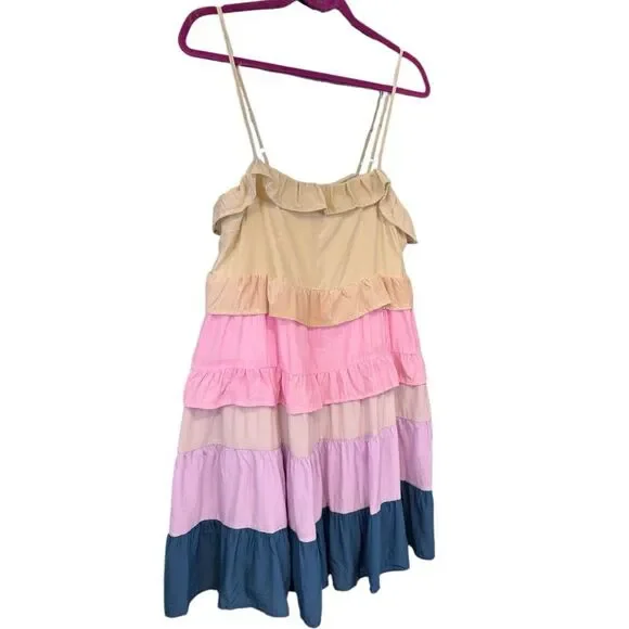 BiBi Color Blocked Ruffled Tiered Dress Medium NWT | - Picture 14 of 14